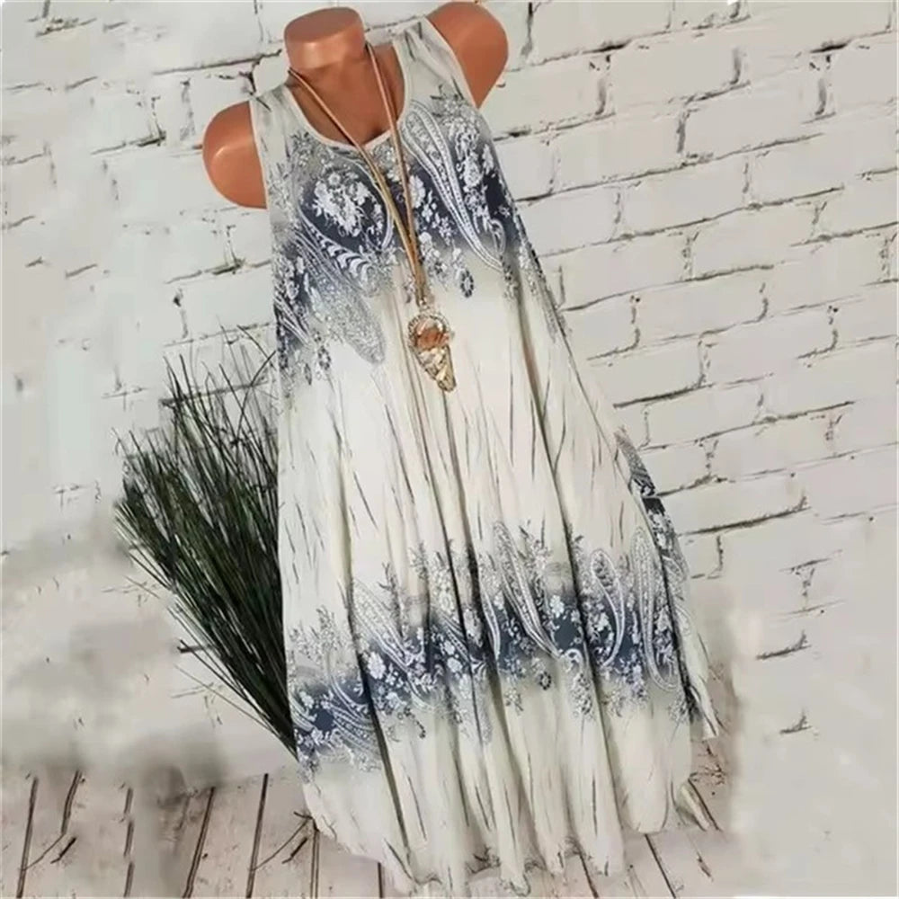 Women's Tie-Dye Print Mini Dresses, Sleeveless 3D Printed Summer Dresses, Vintage Style, Casual Dress for Ladies, Plus Size 3XL