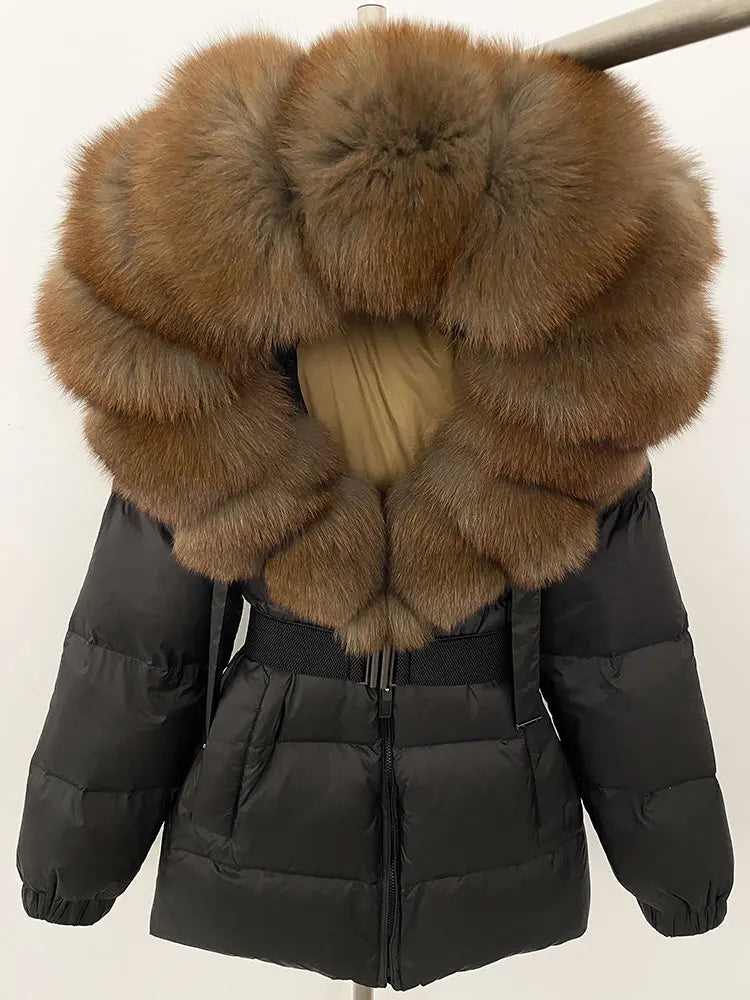 OFTBUY 2025 new women's winter clothing, white duck down coat, natural fox fur hooded jacket, fashionable warm padded jacket for women