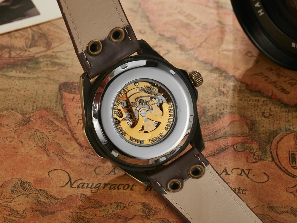 Relojes mecánicos automáticos para hombre, reloj de pulsera con esqueleto de Tourbillon, luminoso, de lujo