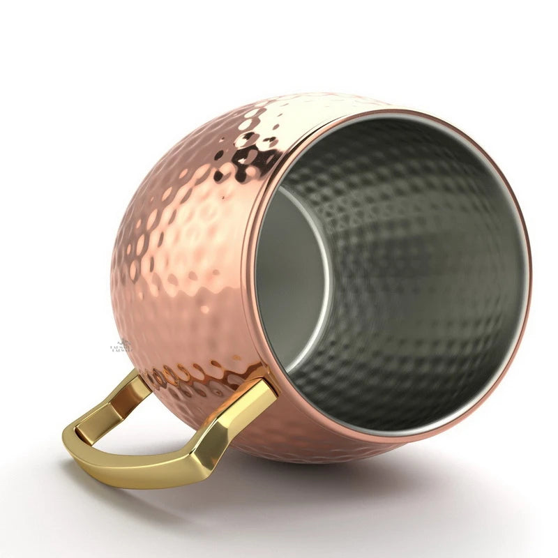 Juego de 8 Tazas de Cobre Martillado para Moscow Mule - Tazas de Acero Inoxidable para Servir Cerveza, Vino, Café y Cócteles