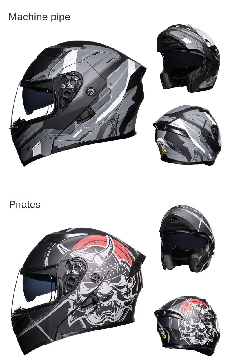 ORZ nueva calidad DOT doble lente Flip casco Abs cara completa motocicleta todoterreno casco de carreras de motos ala trasera personalizada