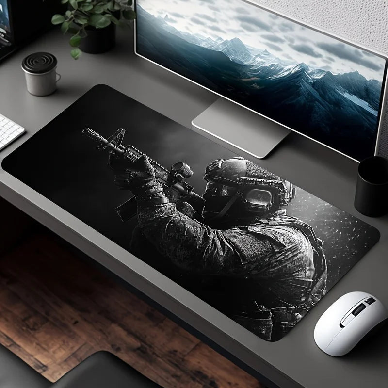 Mousepad XXL Gamer Antideslizante – Bordes Cosidos, Diseño Militar, Varios Tamaños