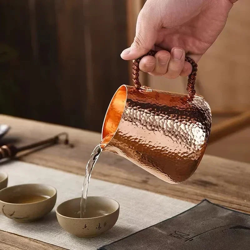 Jarra para Latte de cobre puro de 500ml, jarra para leche, ollas de agua, hervidores, martillo, vajilla artesanal para bebidas
