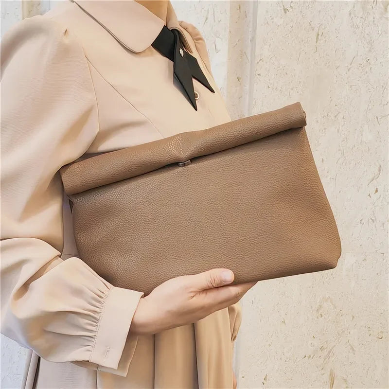 Bolsos de mano informales para mujer, bolsos de noche de cuero PU suave, bolso tipo sobre para fiesta, bolso para teléfono y portátil, Bolso de mano