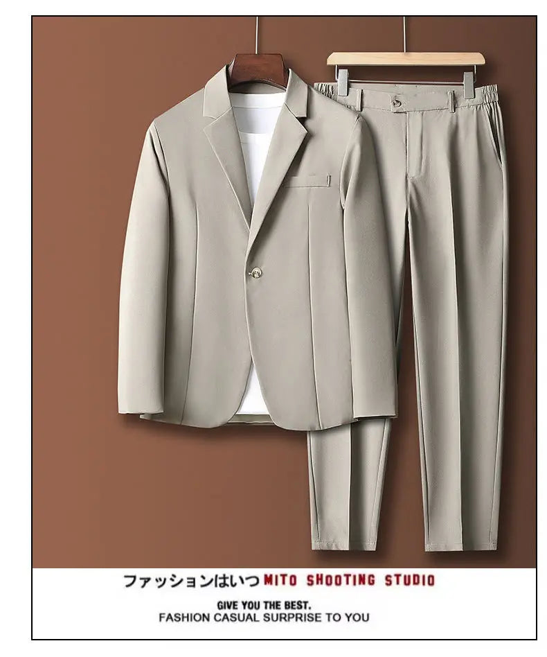 Chaqueta de traje informal para hombre, estilo coreano, holgada, a la moda, con un solo pecho y hombros, primavera y otoño, elegante