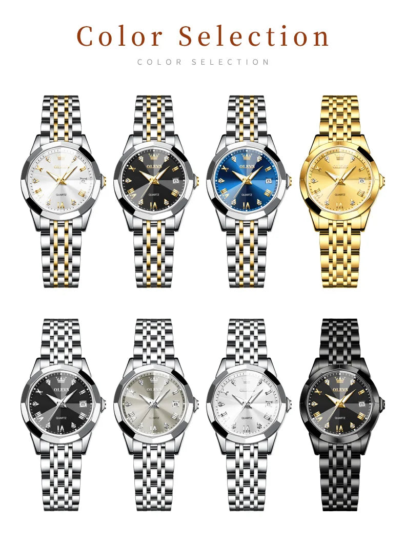 Reloj de Pulsera OLEVS 9931 para Mujer, Elegante, de Primera Marca, con Espejo en Forma de Rombo, Cuarzo Original, Diamantes, Acero Inoxidable, a la Moda, Resistente al Agua