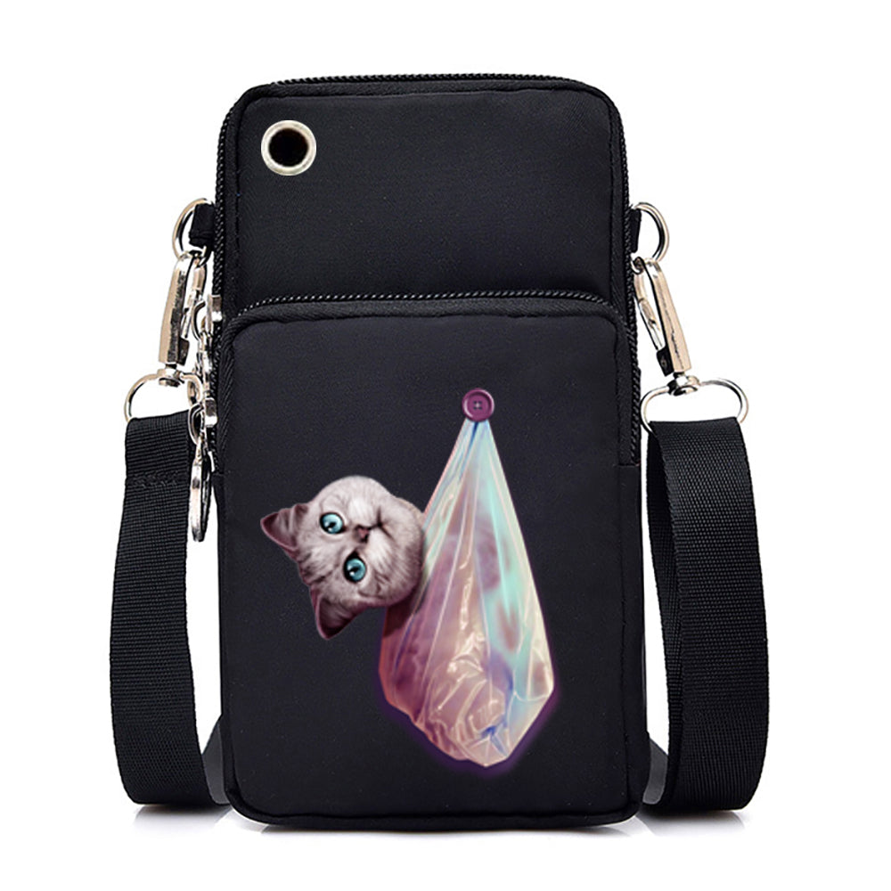 Bolsos cruzados pequeños con gráficos de gato para mujer, Mini bolso para teléfono móvil con animales Harajuku, bandolera para adolescentes, bolsos y bolsos para mujer