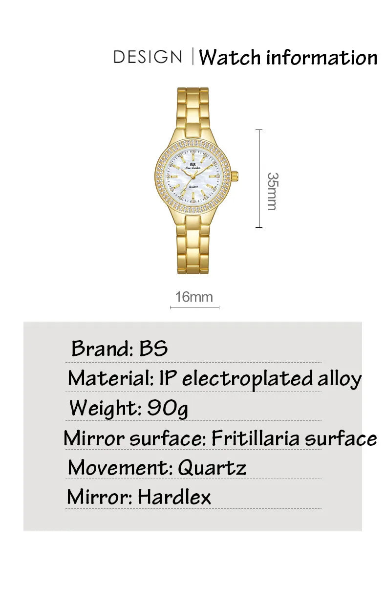 Reloj BS para mujer Beimu Face clásico ligero marca de lujo temperamento pulsera de Metal resistente al agua relojes de cuarzo de moda para mujer