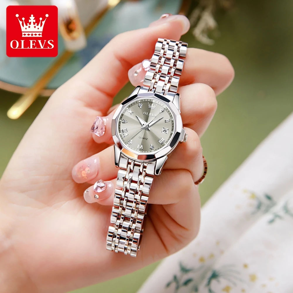 Reloj de Pulsera OLEVS 9931 para Mujer, Elegante, de Primera Marca, con Espejo en Forma de Rombo, Cuarzo Original, Diamantes, Acero Inoxidable, a la Moda, Resistente al Agua