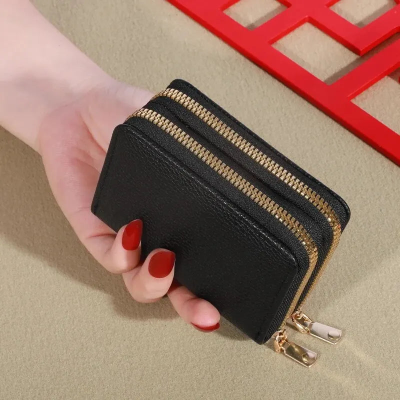 Cartera corta con cierre transparente para mujer Patrón de lichi Monaiea-cartera con múltiples ranuras para tarjetas, gran capacidad, a la moda
