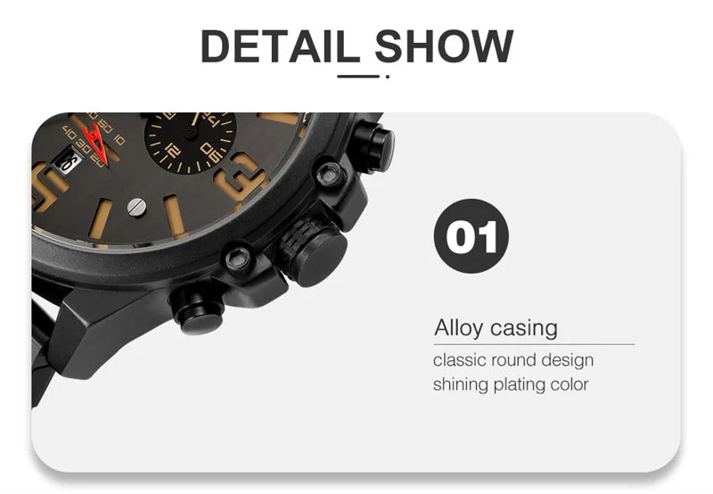 Reloj de pulsera Curren 8314 de cuarzo con calendario militar deportivo con cronógrafo informal para hombre, reloj masculino resistente al agua de cuero de negocios