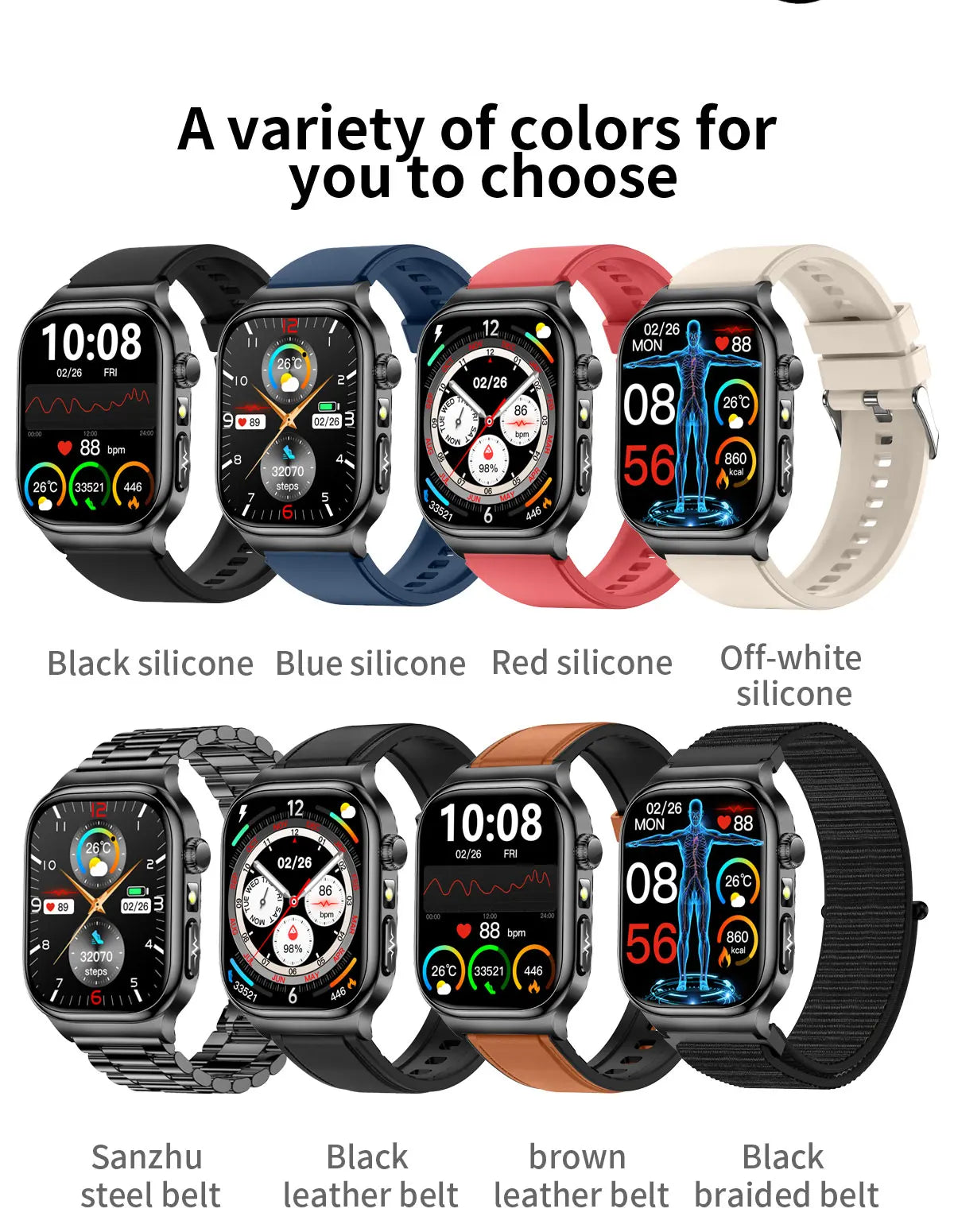 Nuevo Reloj Inteligente de Salud Nivel Hospitalario 2026 con Medición de Grasa Corporal, ECG, Oxígeno en Sangre, Presión Arterial, Pantalla AMOLED HD, Llamadas y Funciones Deportivas para Hombre