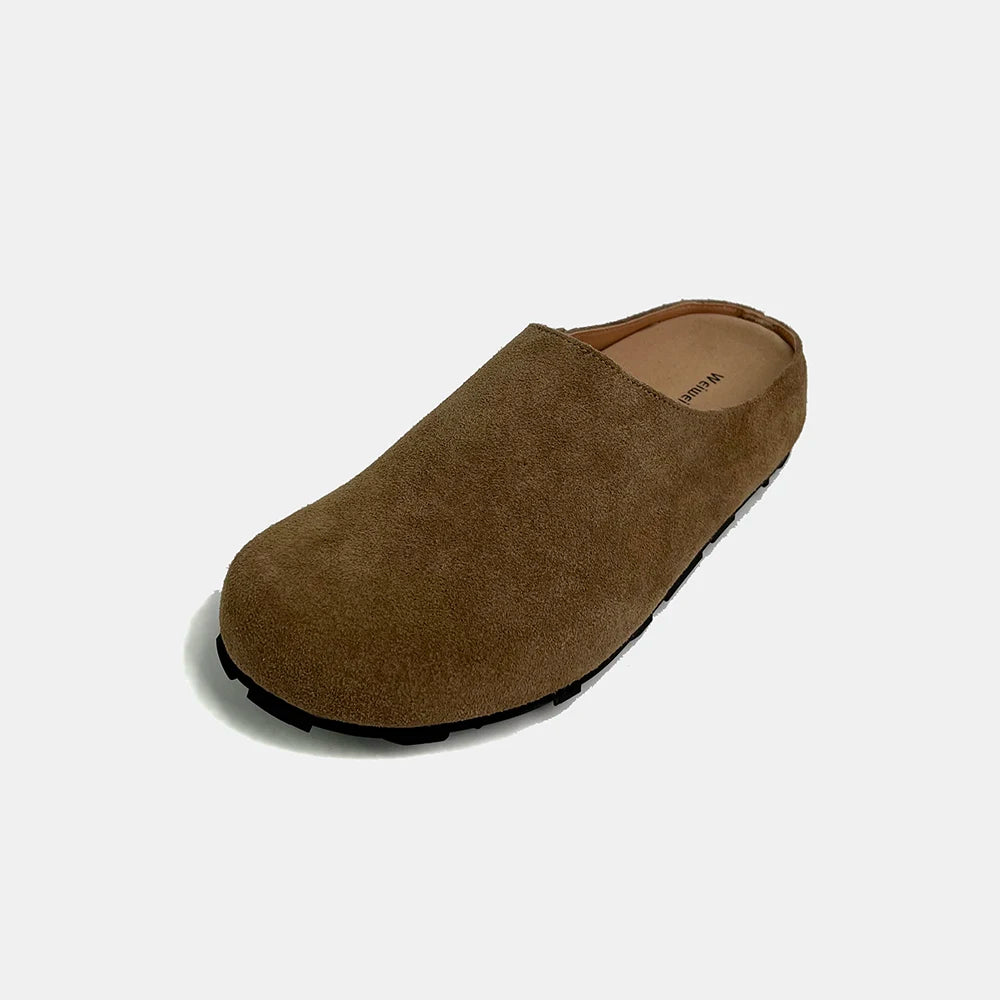 Zapatillas Cuero de vaca natural Cómodo Zapatilla de mujer clásica de marca de alta calidad