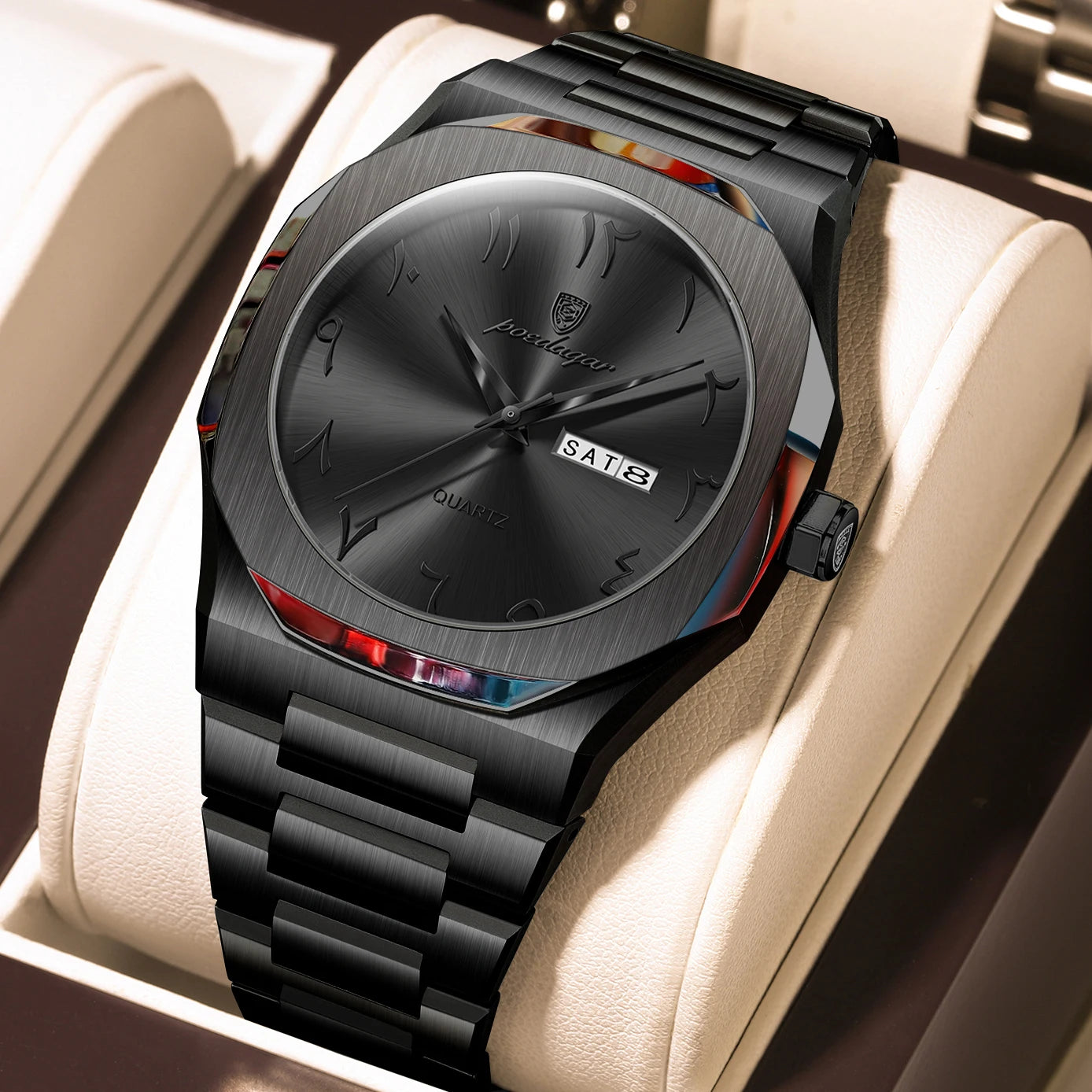 Reloj militar POEDAGAR para hombre, resistente al agua, calendario semanal de lujo, reloj de pulsera para hombre, relojes de cuarzo de acero inoxidable a la moda para hombre