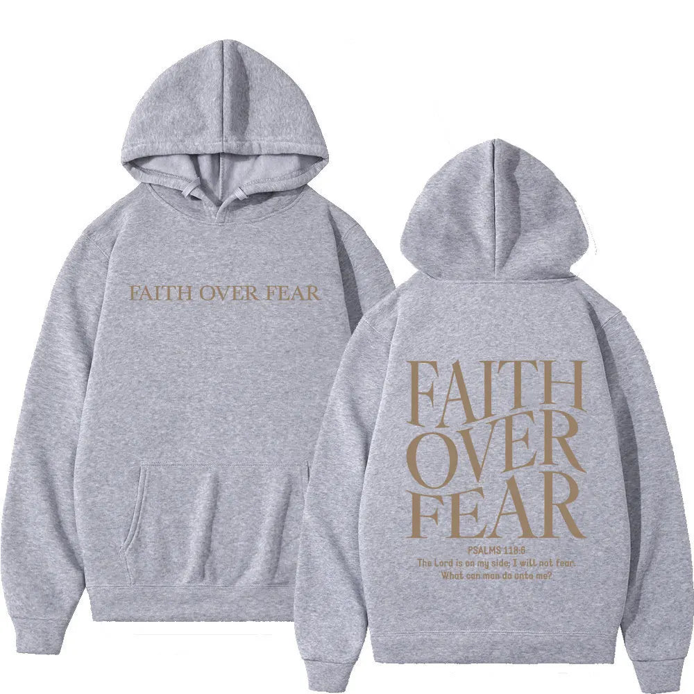 Faith Over Fear-sudaderas con capucha para hombres y mujeres, sudaderas con capucha de lana de gran tamaño, moda Harajuku, versículo de la Biblia de Jesús, Otoño e Invierno