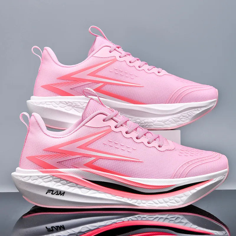 Zapatillas para correr especialidad maratón hombres deportes transpirables ligeros tablero de carbono mujeres cómodas zapatillas deportivas antideslizantes
