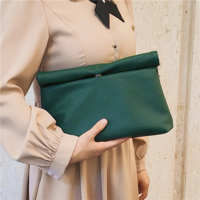 Bolsos de mano informales para mujer, bolsos de noche de cuero PU suave, bolso tipo sobre para fiesta, bolso para teléfono y portátil, Bolso de mano