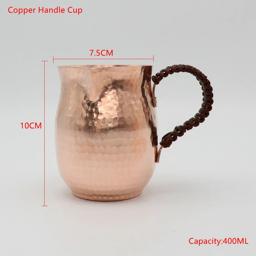 Taza de té de café hecha a mano de cobre puro, cafetera árabe griega turca para Barista