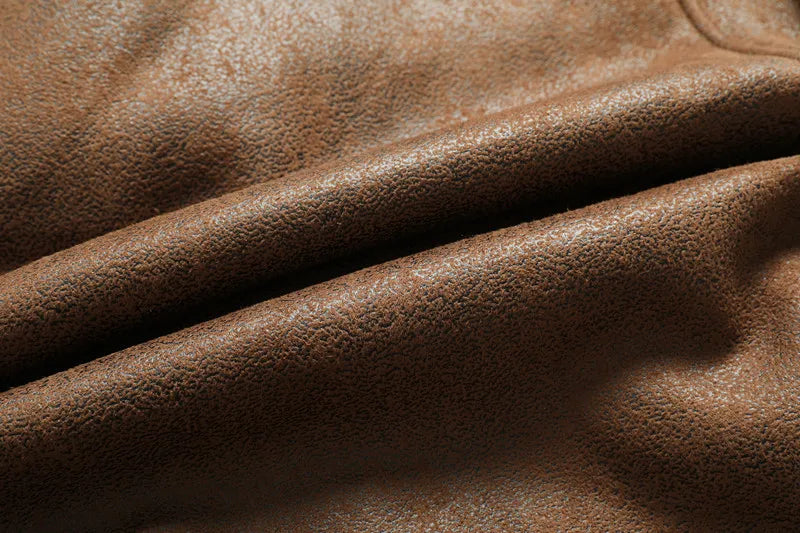 Nueva moda para hombre, chaquetas y abrigos integrados de cuero y piel con cremallera Diagonal, chaquetas de cuero cálidas de lana para hombre, chaquetas ajustadas