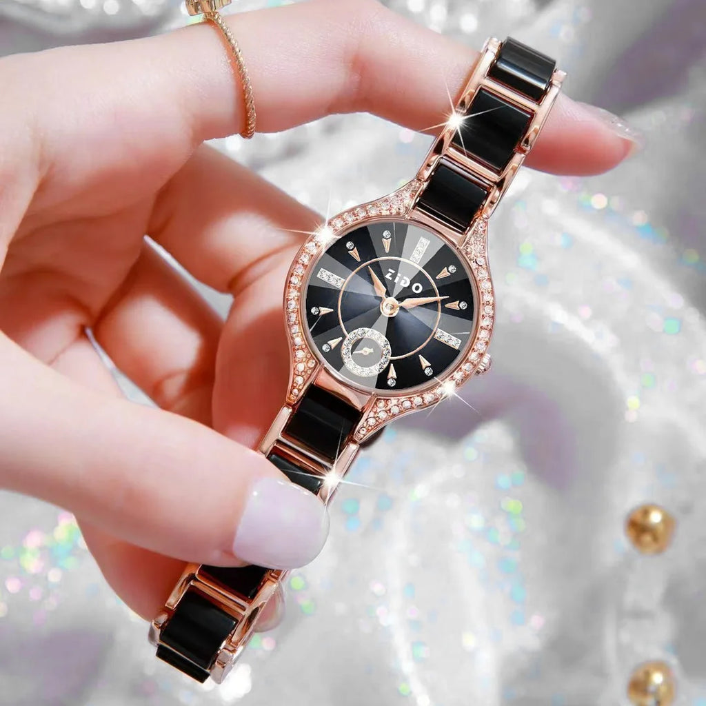 Reloj para Mujer, Marca de Lujo Retro, Resistente al Agua, con Incrustaciones de Diamantes, Acero Inoxidable de Alta Calidad, Reloj de Moda Femenino
