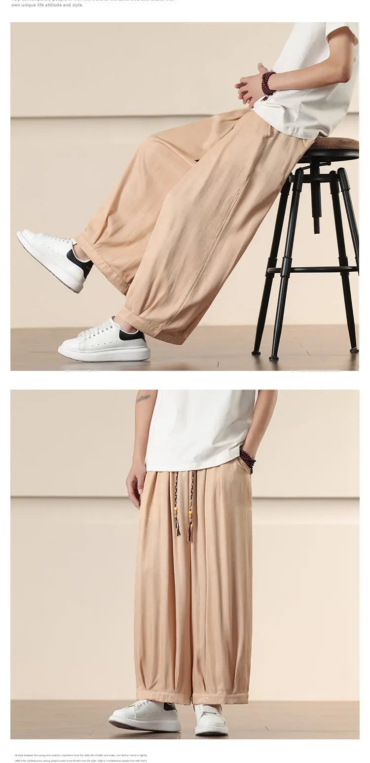 Pantalones Anchos Holgados de Hombre Estilo Chino para Primavera 2026, Pantalones Harem Casuales de Nueve Puntos para Hombre, Joggers Hip Hop de Otoño