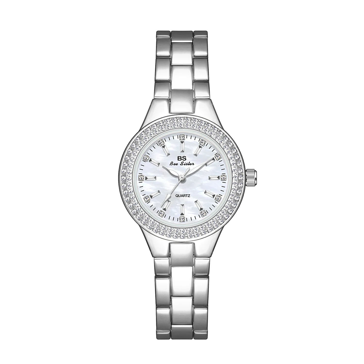 Reloj BS para mujer Beimu Face clásico ligero marca de lujo temperamento pulsera de Metal resistente al agua relojes de cuarzo de moda para mujer