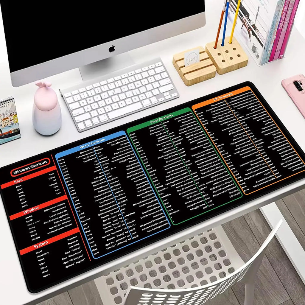 Mousepad con Atajos de Excel, Word y Windows en Español – Antideslizante, Oficina y Estudio