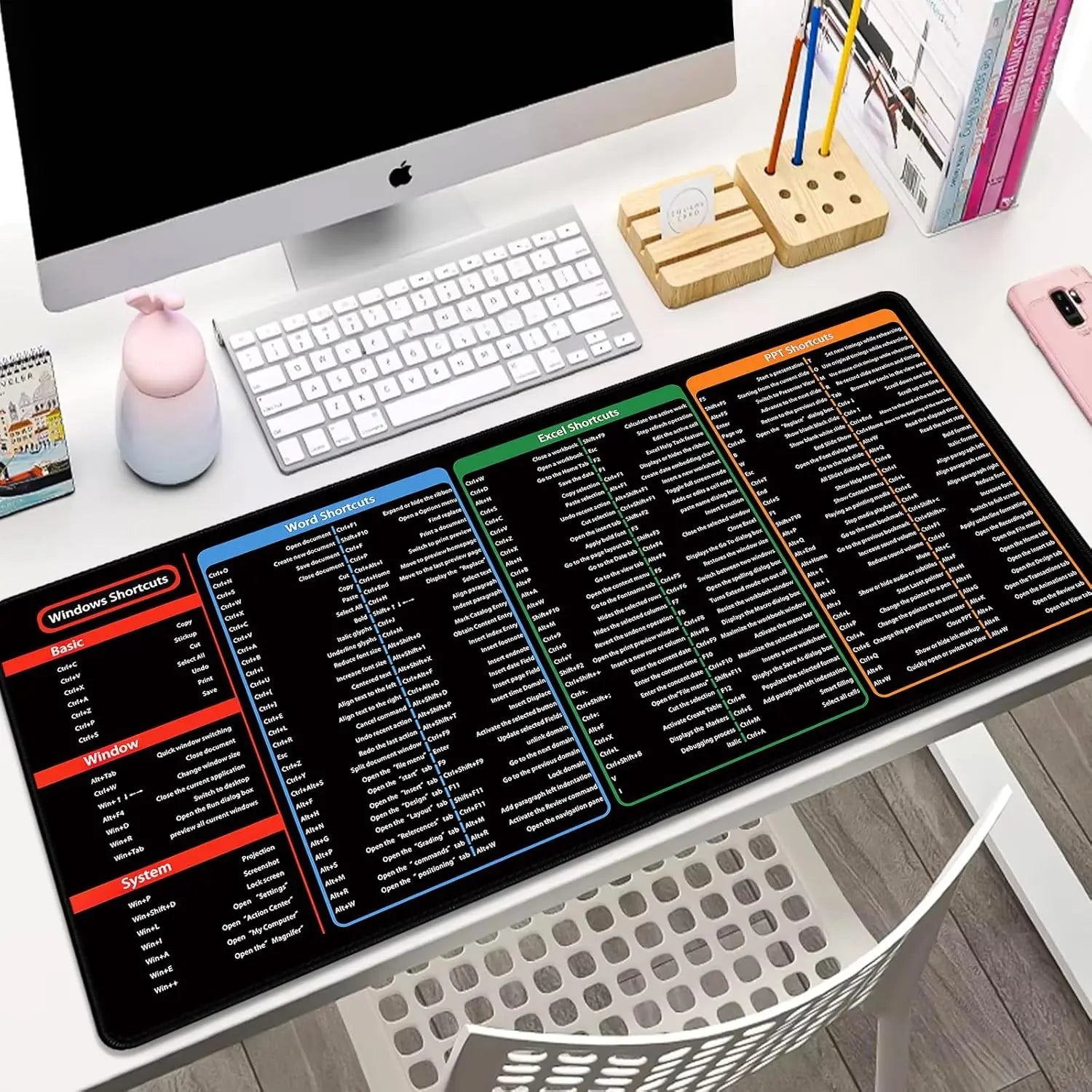 Mousepad con Atajos de Excel, Word y Windows en Español – Antideslizante, Oficina y Estudio