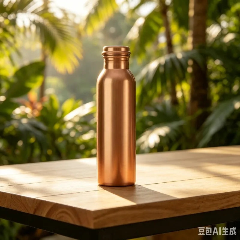 Botella de Agua de Cobre Hecha a Mano, Taza de Cobre Rojo, Recipiente para Beber Diario, para Yoga, Viajes y Actividades al Aire Libre, 100% Cobre Rojo Puro