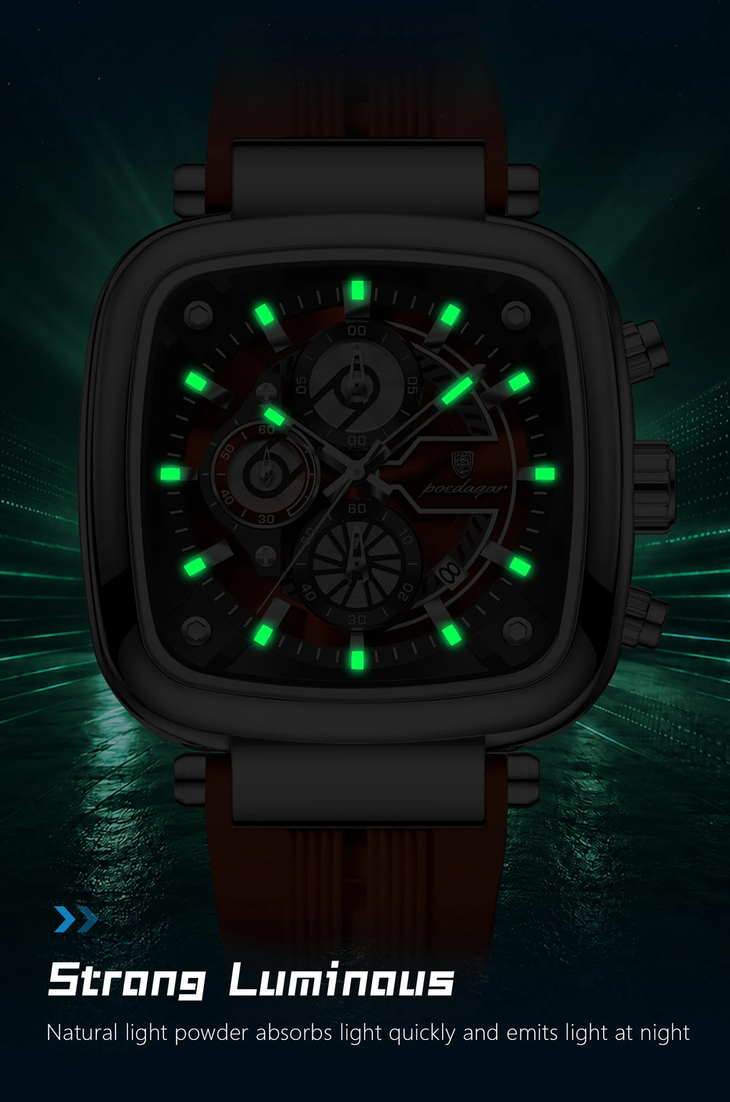 POEDAGAR Luxury Watch For Men Calendar Luminous Waterproof Man Clock Male Chronograph Silicone Sports Men's Quartz Watches Reloj
