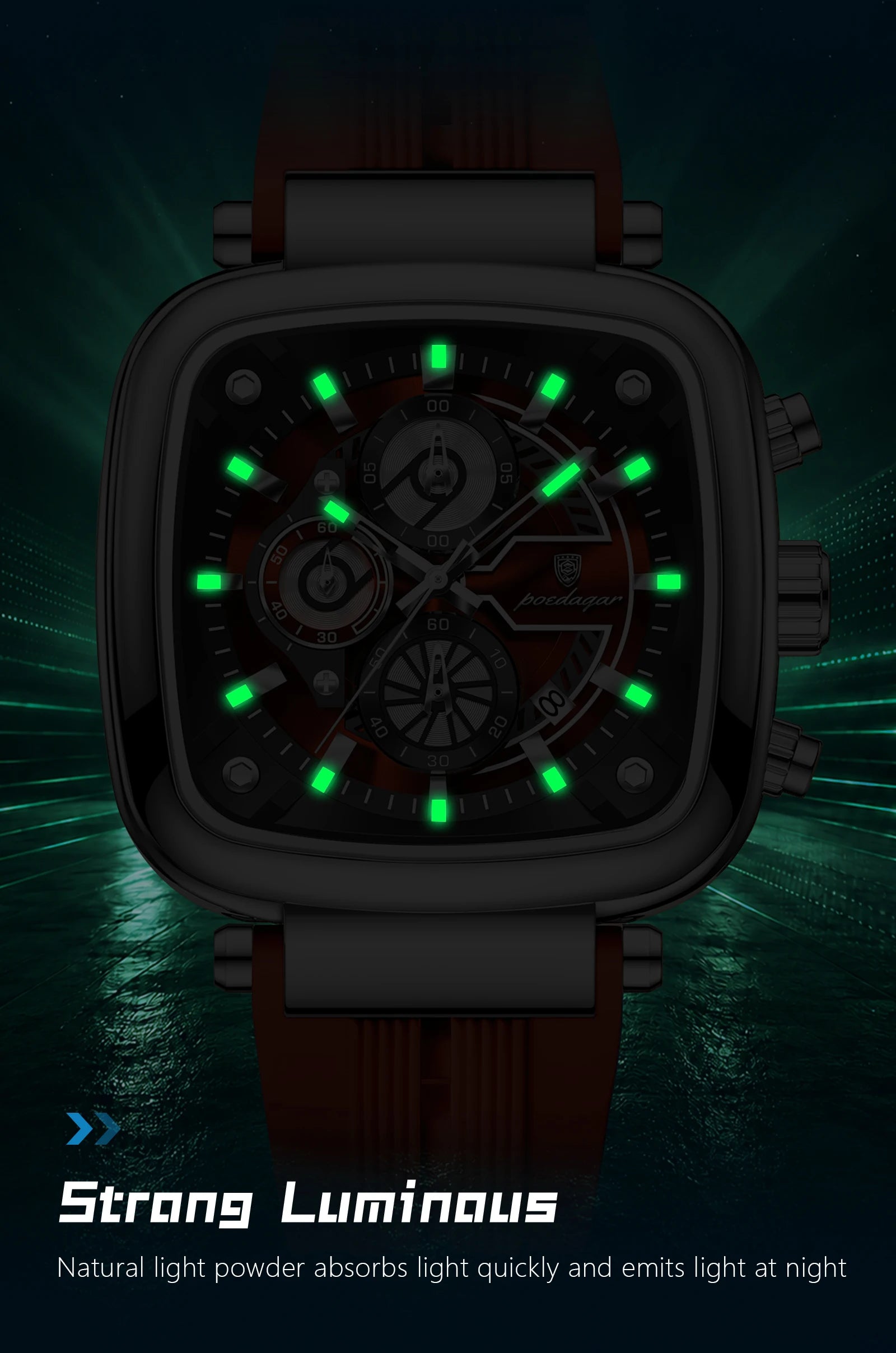 POEDAGAR Luxury Watch For Men Calendar Luminous Waterproof Man Clock Male Chronograph Silicone Sports Men's Quartz Watches Reloj