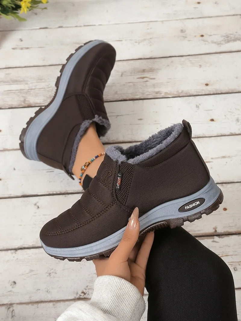 Botas de algodón de talla grande para mujer, botas de algodón cálidas y resistentes al frío, botas de nieve altas con forro polar grueso