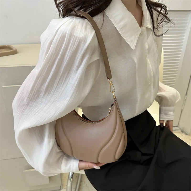 Elegante bolso de axila de cuero de Pu en relieve para mujer, bolso de hombro, bolso de mano de moda, bolso cruzado versátil para ir al trabajo