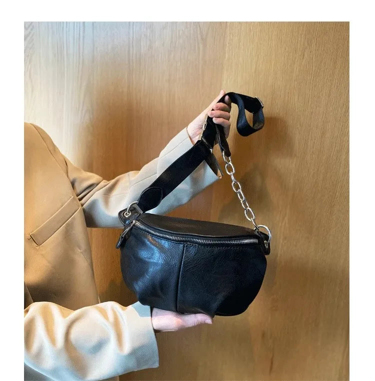 Bolso de pecho femenino, bolsos cruzados con cadena para mujer, nuevos bolsos de hombro, riñonera pequeña de cuero PU para mujer, cartera para teléfono