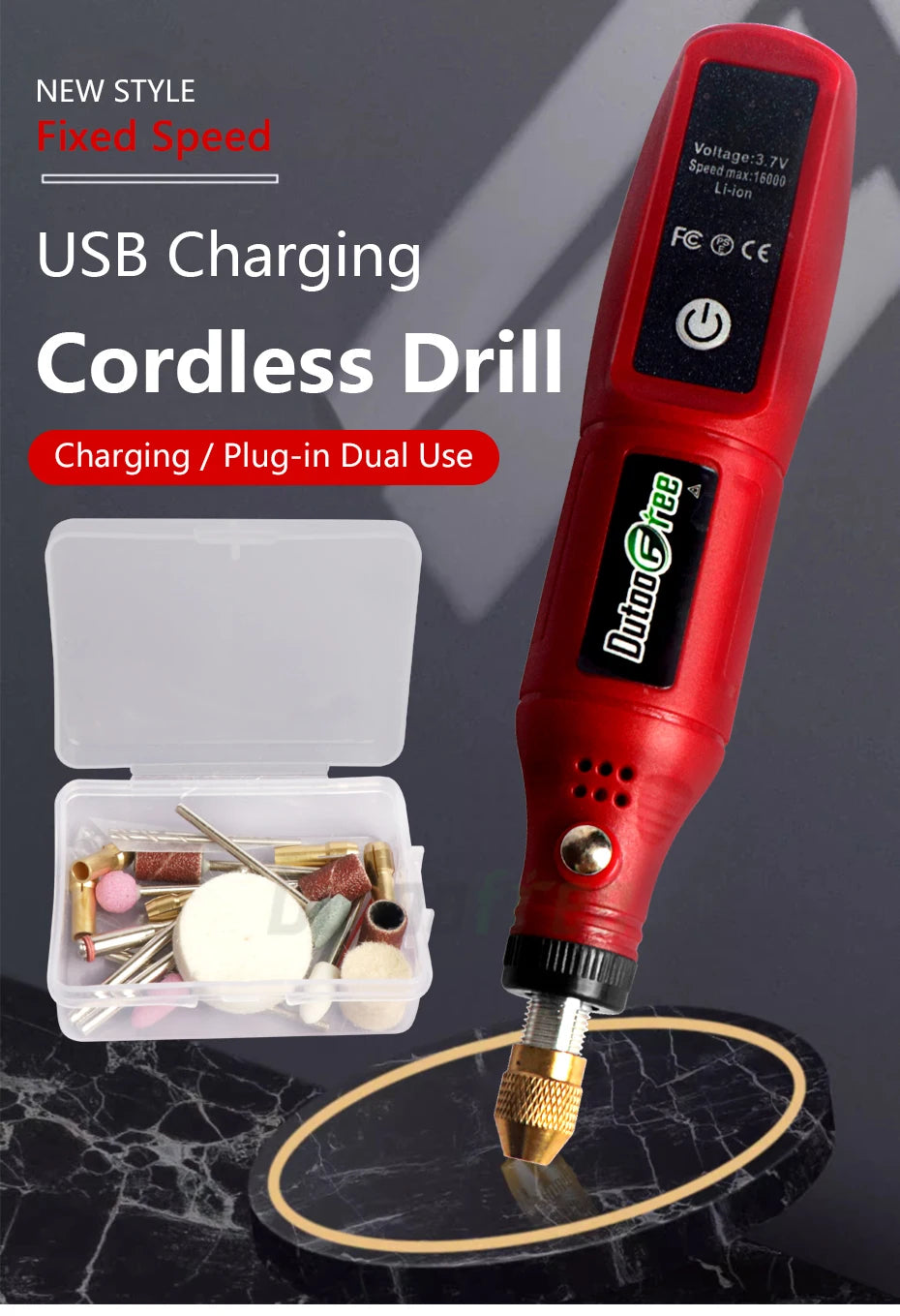 Mini taladro inalámbrico de 3,7 V, pluma de pulido y grabado, Kit de herramientas rotativas inalámbricas USB, pluma de grabado para carpintería, herramientas Dremel DIY 16000r