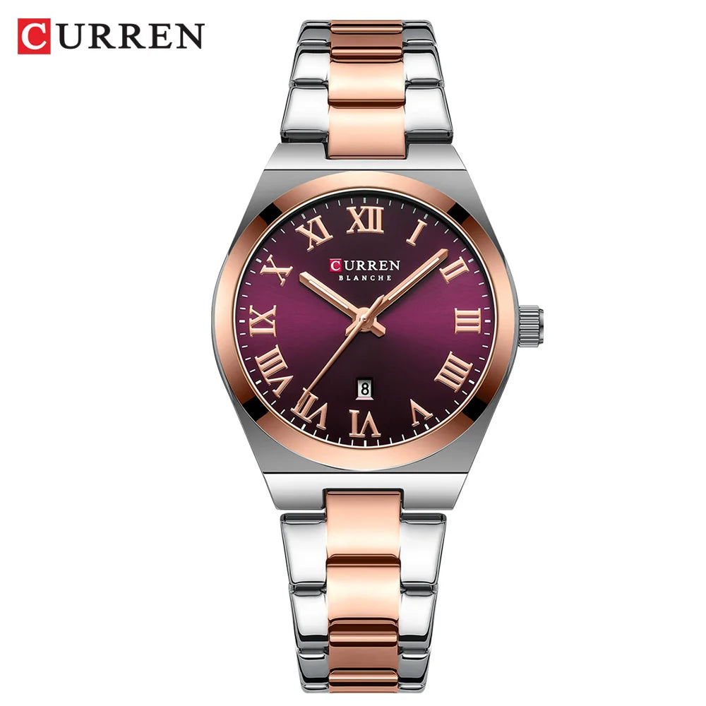 Relojes CURREN de lujo para mujer, relojes de pulsera de cuarzo de acero inoxidable informales a la moda para mujer, regalo para novia resistente al agua