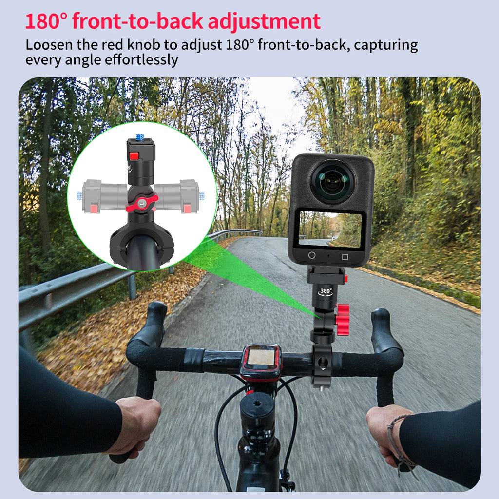 Soporte de Cámara para Manubrio de Bicicleta 360° – Magnético, Aluminio, para DJI OSMO y GoPro