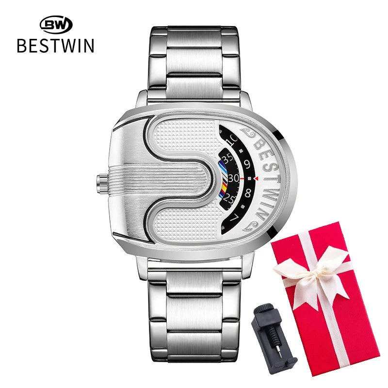 Relojes dorados de lujo para hombre, diseño único, banda de acero inoxidable, Dropship dorado, reloj masculino de alta calidad
