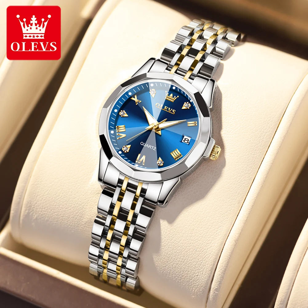 Reloj de Pulsera OLEVS 9931 para Mujer, Elegante, de Primera Marca, con Espejo en Forma de Rombo, Cuarzo Original, Diamantes, Acero Inoxidable, a la Moda, Resistente al Agua