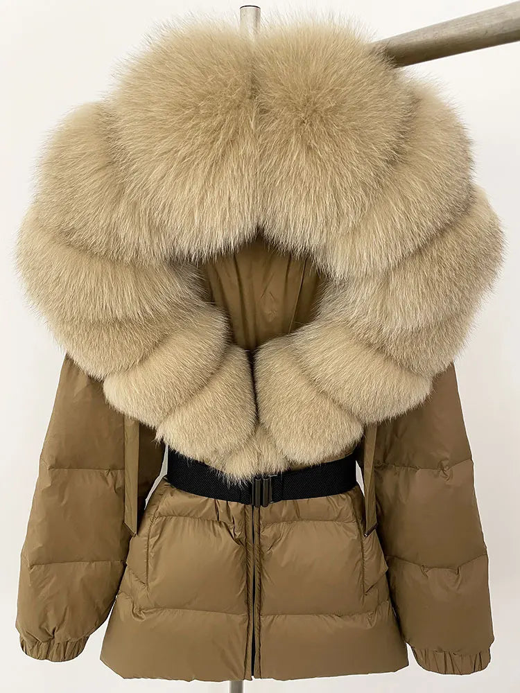OFTBUY 2025 new women's winter clothing, white duck down coat, natural fox fur hooded jacket, fashionable warm padded jacket for women