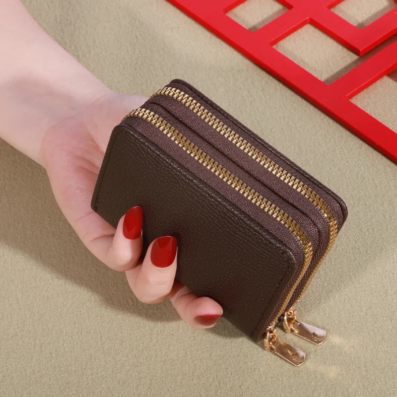 Cartera corta con cierre transparente para mujer Patrón de lichi Monaiea-cartera con múltiples ranuras para tarjetas, gran capacidad, a la moda