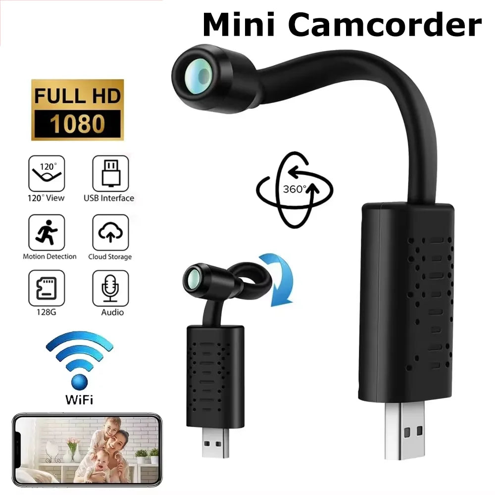 Mini Cámara de Seguridad WiFi 1080P – Visión Nocturna, Detección de Movimiento, Grabación en Bucle
