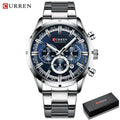 Reloj de pulsera CURREN de Cuero militar de lujo de la mejor marca, relojes deportivos informales para hombres, reloj de pulsera azul para hombre, reloj de pulsera cronógrafo de moda