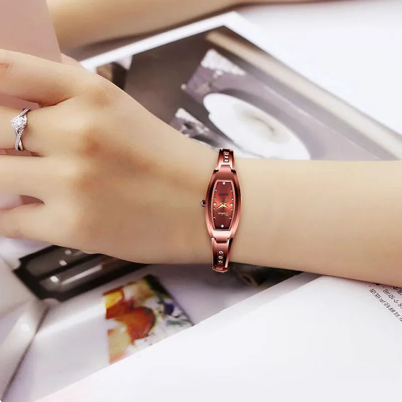 Watch for Women Small Ladies Wristwatches Golden Retro Vintage Steel Bracelet Watch Black Quartz Wristwatches Reloj Mujer