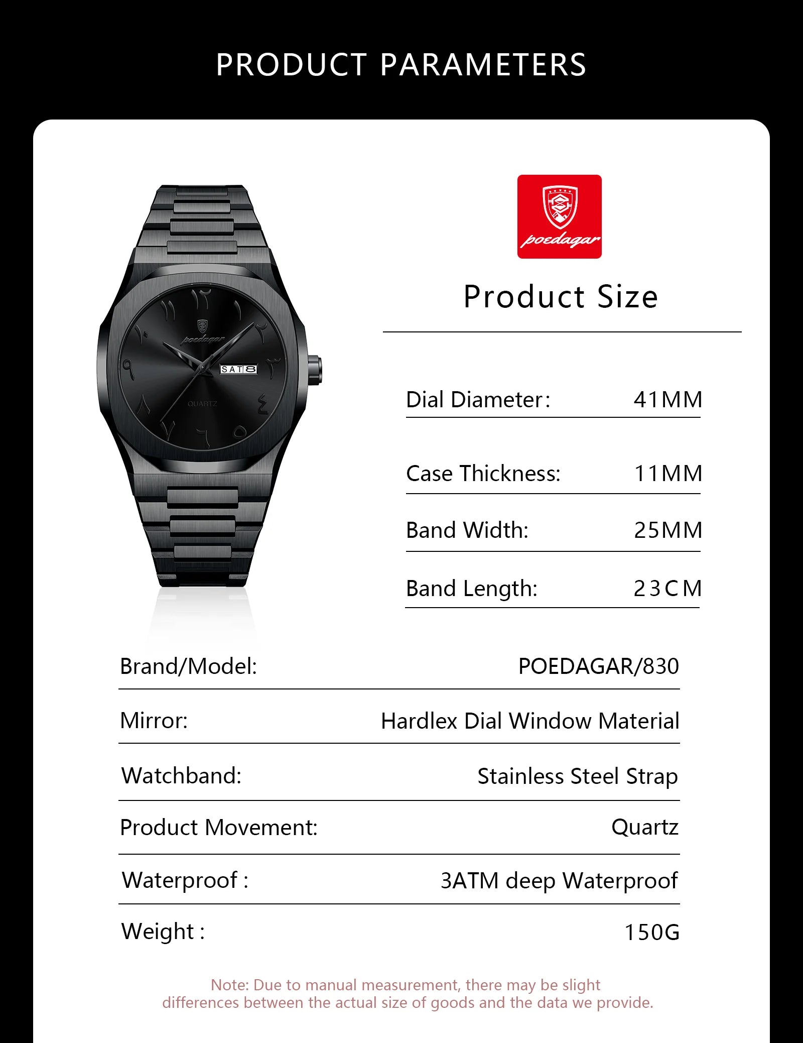Reloj militar POEDAGAR para hombre, resistente al agua, calendario semanal de lujo, reloj de pulsera para hombre, relojes de cuarzo de acero inoxidable a la moda para hombre