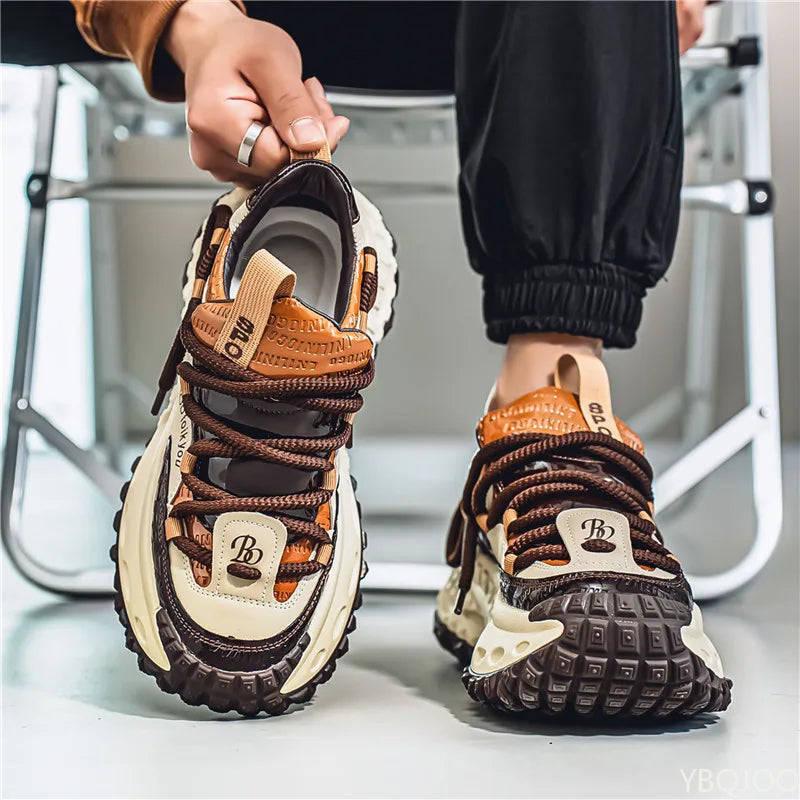 Novedad de primavera y verano para hombre, zapatos deportivos informales y cómodos con suela gruesa y versátiles a la moda para aumentar la altura