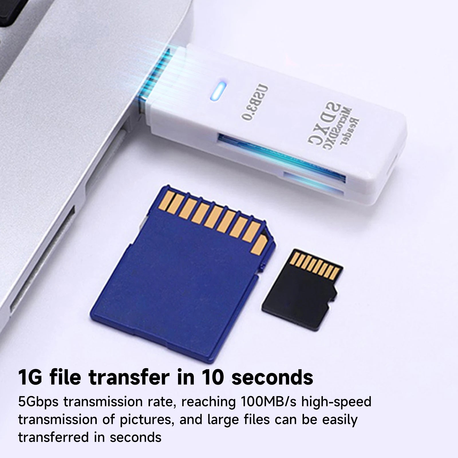 4-in-1 USB 3.0 Card Reader – High Speed TF/SD/Micro SD Adapter for PC & Laptop
