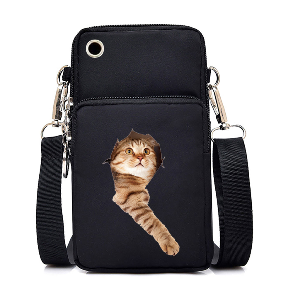 Bolsos cruzados pequeños con gráficos de gato para mujer, Mini bolso para teléfono móvil con animales Harajuku, bandolera para adolescentes, bolsos y bolsos para mujer