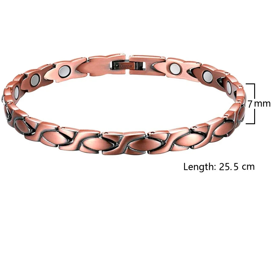 Tobilleras de terapia magnética para mujer, 99.9% de cobre sólido puro, imanes de Gauss, alivio del dolor en el tobillo para artritis, tamaño ajustable