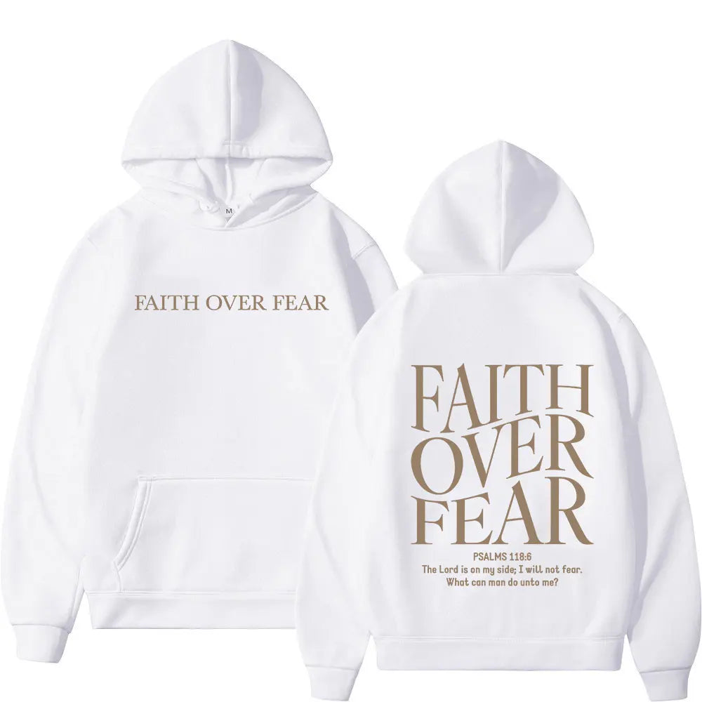 Faith Over Fear-sudaderas con capucha para hombres y mujeres, sudaderas con capucha de lana de gran tamaño, moda Harajuku, versículo de la Biblia de Jesús, Otoño e Invierno